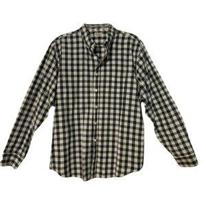 Reed Edward Button Down Shirt Size XL Black Gray White Checkered Plaid Long Slee